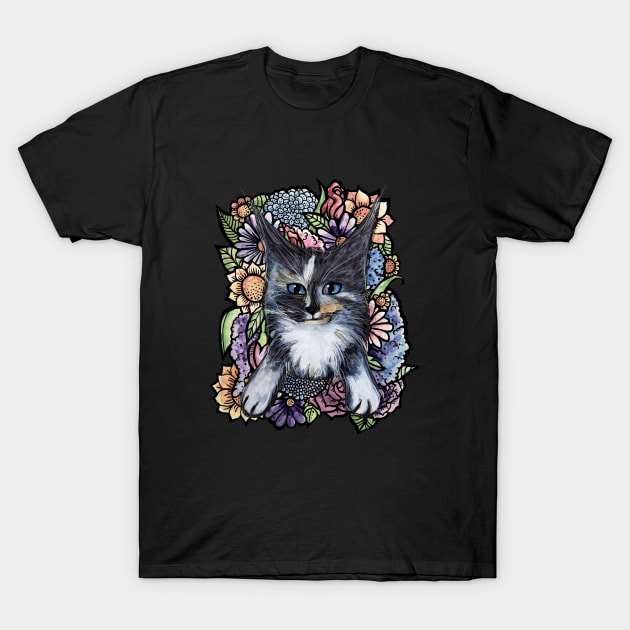 Maine Coon Dilute Calico Bouquet T-Shirt by bubbsnugg